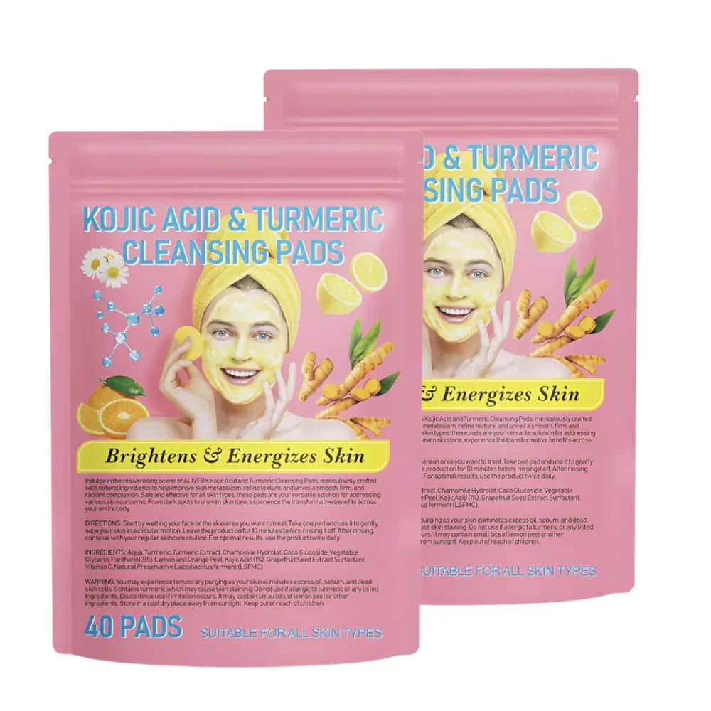 Turmeric Kojic Acid Pads 40pc 2 Pack:Skin, Kojic, Acid, Turmeric, Natural, Like, It’s, Radiant, Gentle, Effective